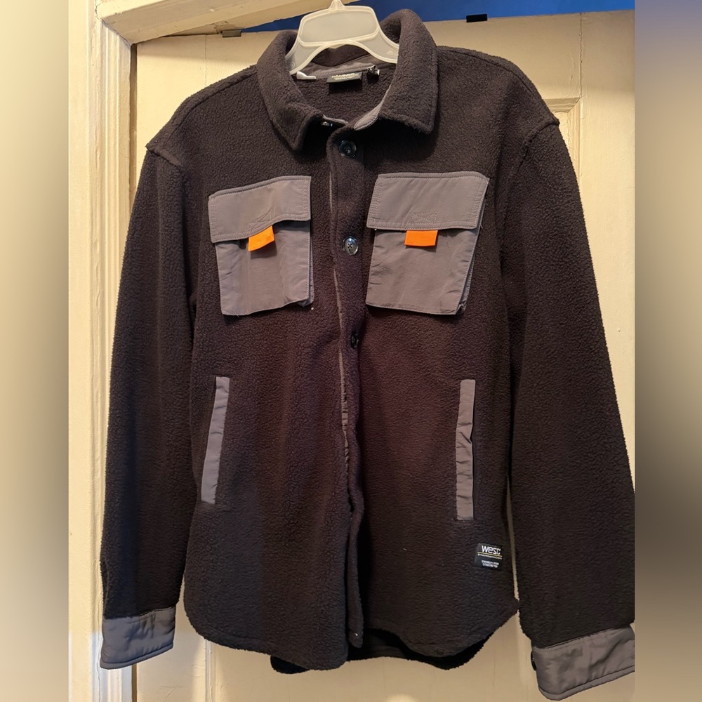 Wesc Black and Gray Shirt Jacket with Orange Accents
